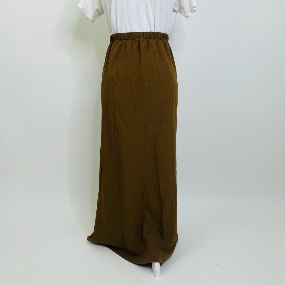 Arlene Wohl Handwoven Designs Lagenlook Brown Copper High Waist Maxi Midi Skirt